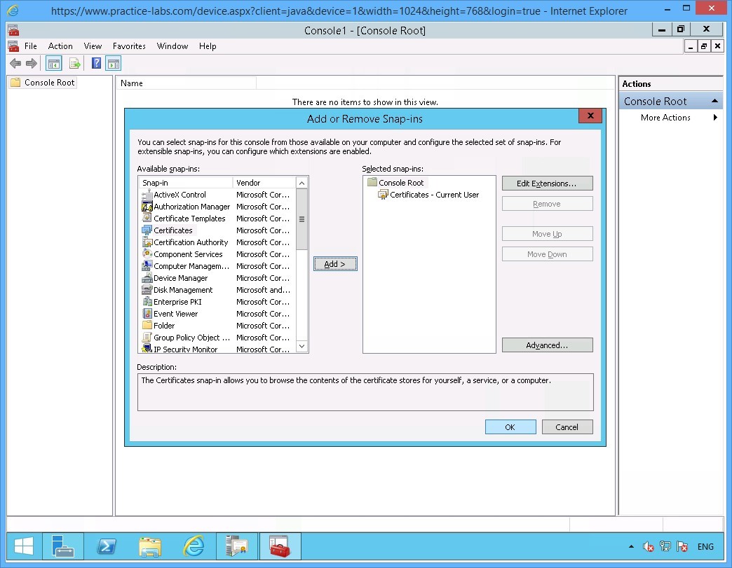 Practice Labs screenshot.